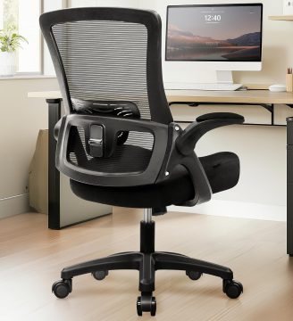 NEO CHAIR Office Desk Gaming Chair Computer High Back Mesh Seat with Rolling Wheels Ergonomic Adjustable Comfy Flip-up Armrests Lumbar Support Height for Home (Black) | Ergonomic High-Back Design with Breathable Mesh, Flip-Up Armrests, Comfortable Support for Home office or Computer Work