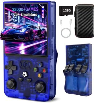 R36MAX Retro Handheld Game Console, Portable Hand Held Open Source Linux System, 4.0 Inch 720x720 IPS Screen, 128GB Storage 22,000+ Classic Games, 4000mAh Battery Gaming Handheld (Deep Blue)